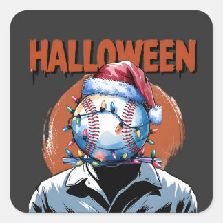 Feestelijke honkbal: Halloween ontmoet Kerstmis Vierkante Sticker