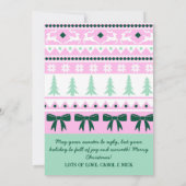 Feestelijke Horrorsweater & Sneeuwvlokken Koppel Feestdagenkaart (Achterkant)