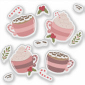Feestelijke Hot Cocoa Mokken Doodle Sticker Pack (Voorkant)