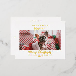 Feestelijke huisdierfoto Prettig kerstfeest Folie Feestdagen Briefkaart