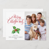 Feestelijke Hulst Bes Kerstmis Wens met Maretak Feestdagenkaart (Voorkant / Achterkant)