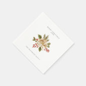 Feestelijke Hulstbes Versiering Prettig Kerstmis Servet (Hoek)