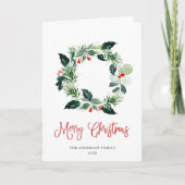 Feestelijke hulstbeskrans Kerstgroet Feestdagen Kaart (Voorkant)