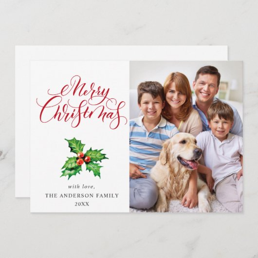 Feestelijke Hulstbessen Maretak Kerst Groet Feestdagenkaart (Voorkant / Achterkant)