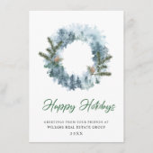 Feestelijke hulstkrans Kerst bedrijfsbegroeting Feestdagenkaart (Voorkant)