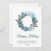 Feestelijke hulstkrans Kerst bedrijfsbegroeting Feestdagenkaart (Voorkant / Achterkant)