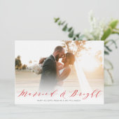 feestelijke huwelijksaankondiging met leuk script feestdagenkaart (Staand voorkant)