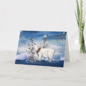 Feestelijke ijsbeer en winterbessen feestdagen kaart (Voorkant)