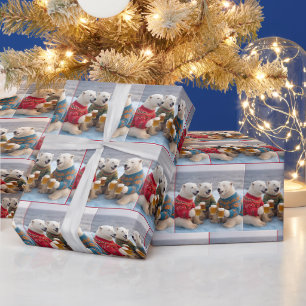 Feestelijke ijsberen die kerst-trui's dragen cadeaupapier