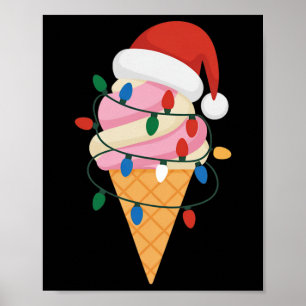 Feestelijke ijsjes met kerstverlichting en kerstma poster