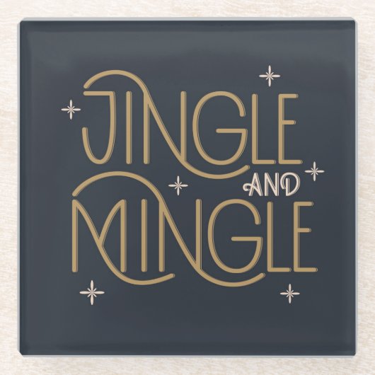 Feestelijke Jingle en Mingle Holiday Design Glazen Onderzetter (Voorkant)