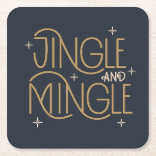 Feestelijke Jingle en Mingle Holiday Design Vierkante Kartonnen Onderzetter