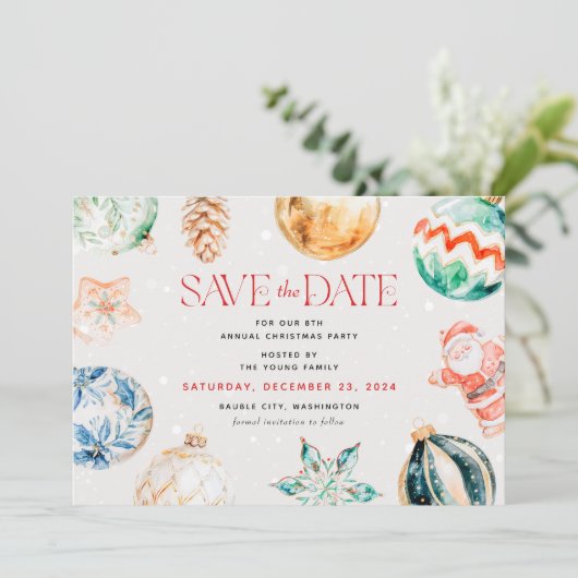 Feestelijke Jingle & Mingle Christmas Save the Dat Feestdagenkaart (Staand voorkant)