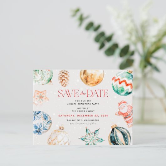 Feestelijke Jingle & Mingle Christmas Save the Dat Feestdagenkaart (Staand voorkant)