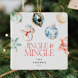 Feestelijke Jingle & Mingle Gepersonaliseerde Kers Keramisch Ornament