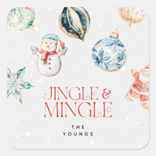 Feestelijke Jingle & Mingle Kerst Vierkante Sticker