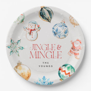 Feestelijke Jingle & Mingle Kerstmis Papieren Bordje