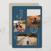 Feestelijke Joy 3-foto kerst Kaart (Voorkant / Achterkant)