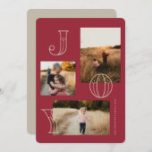 Feestelijke Joy 3-foto kerst Kaart (Voorkant / Achterkant)