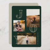 Feestelijke Joy 3-foto kerst Kaart (Voorkant / Achterkant)