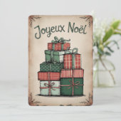 Feestelijke Joyeux Noël Holiday Kaart (Staand voorkant)