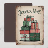 Feestelijke Joyeux Noël Holiday Kaart (Voorkant / Achterkant)