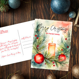 Feestelijke Kaarsdennentakken Kerstgroet Feestdagenkaart