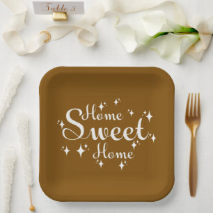 Feestelijke kalligrafie en sterren 'Home Sweet Hom Papieren Bordje