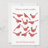Feestelijke Kardinaalvogel Aquarel Gepersonaliseer Feestdagenkaart (Voorkant)