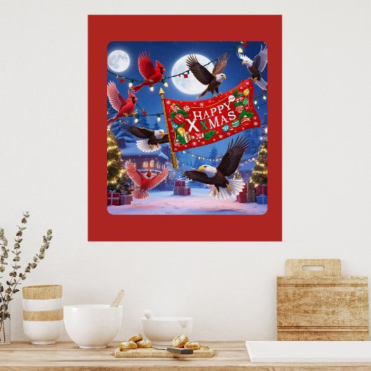 Feestelijke Kardinalen en Adelaars met Happy Chris Poster (Keuken)