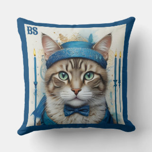 Feestelijke kat in speelse Chanoeka Vermomming Kussen