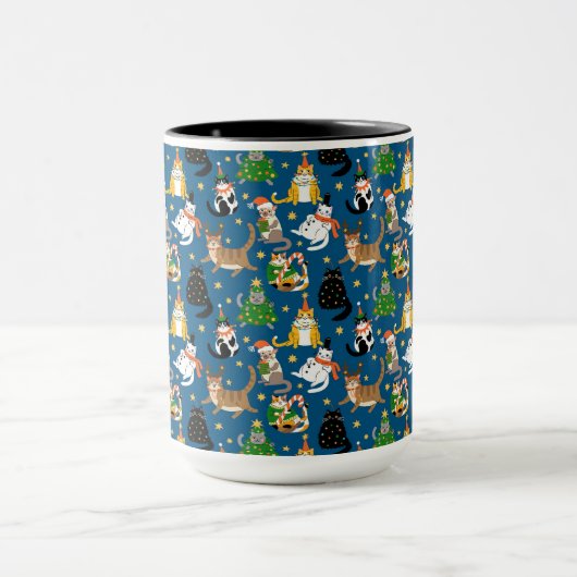 Feestelijke katten in kerstkostuums patroon mok (Midden)