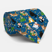 Feestelijke katten in kerstkostuums patroon stropdas (Opgerold)