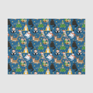 Feestelijke katten in kerstkostuums patroon tissuepapier