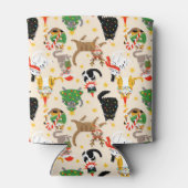 Feestelijke Katten Kerstpatroon Blikjeskoeler (Achterkant)