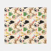Feestelijke Katten Kerstpatroon Fleece Deken (Voorkant (Horizontaal))