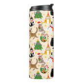 Feestelijke Katten Kerstpatroon Thermosbeker (Gedraaid links)