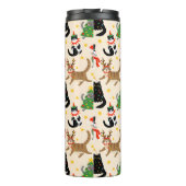 Feestelijke Katten Kerstpatroon Thermosbeker (Achterkant)