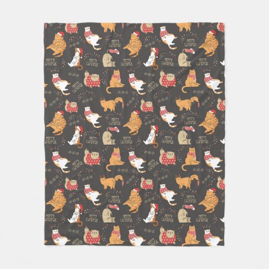 Feestelijke Katten Met Lichten Kerstpatroon Fleece Deken (Voorkant)