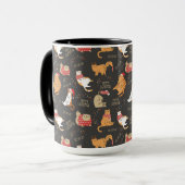 Feestelijke Katten Met Lichten Kerstpatroon Mok (Voorkant links)