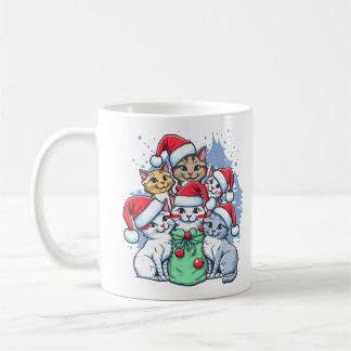 Feestelijke katten met Santa Hats en Holiday Cheer Koffiemok