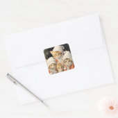 Feestelijke Katten Vierkante Sticker (Envelop)