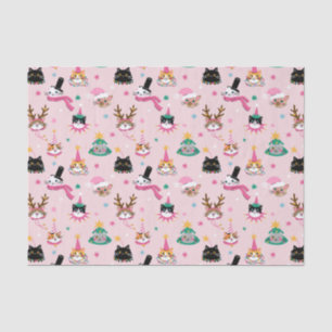 Feestelijke Kattengezichten in Vakantie Petten Pat Tissuepapier