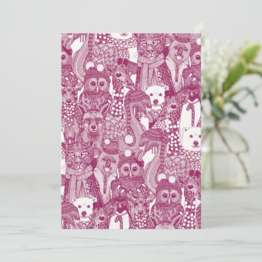 feestelijke kersendieren feestdagenkaart (Staand voorkant)