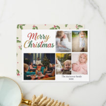 Feestelijke Kerst 5 Foto Vakantiekaart