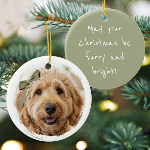 Feestelijke Kerst Aangepaste Foto Hond Huisdier Keramisch Ornament