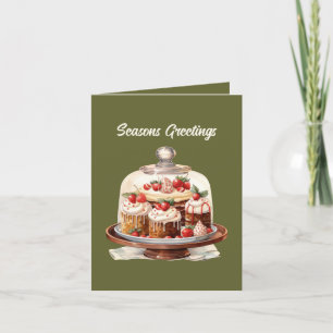 Feestelijke Kerst Aanpasbare Taart Cupcakes Feestdagen Kaart