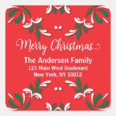  feestelijke kerst adres envelop afdichting vierkante sticker (Voorkant)