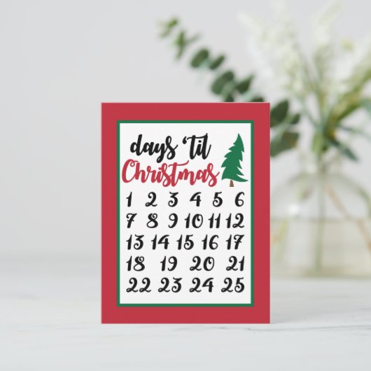 Feestelijke kerst advent geteld feestdagenkaart (Staand voorkant)