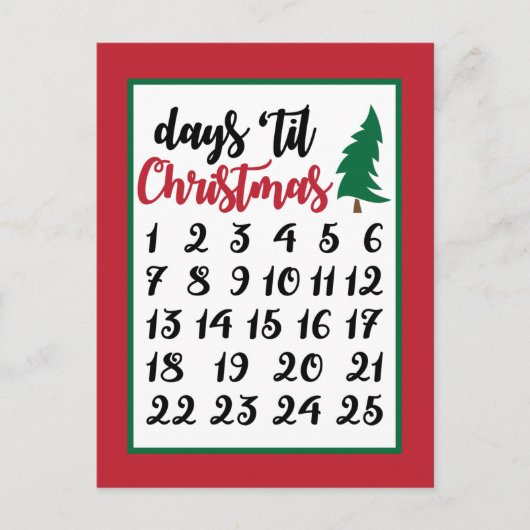 Feestelijke kerst advent geteld feestdagenkaart (Voorkant)